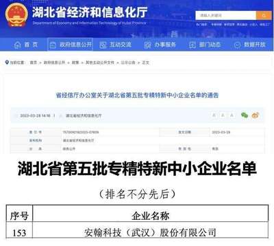 安翰科技荣获湖北省“专精特新”企业称号，彰显科技创新实力